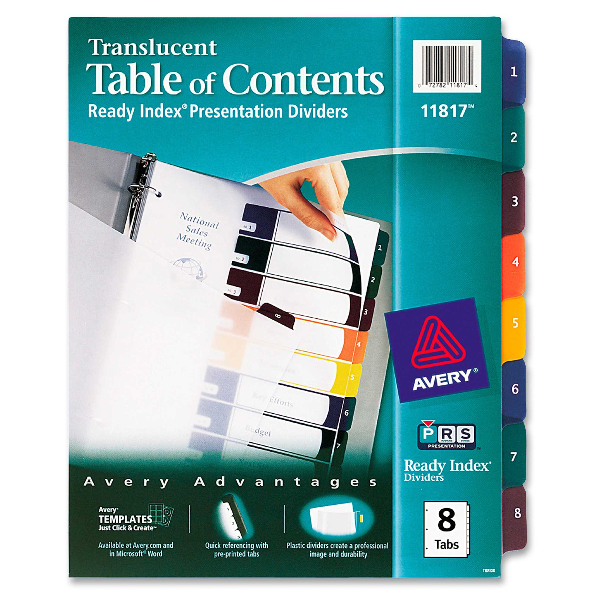 Avery® Customizable Table Of Contents Translucent Plastic Dividers, Ready  Index(R) Printable Section Titles, Preprinted 1 8 Multicolor Tabs, 1 Set Regarding 8 Tab Divider Template Word