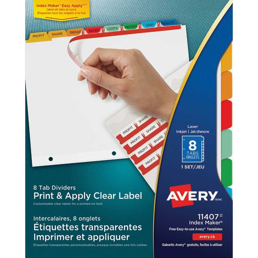 Avery® Print & Apply Clear Label Dividers, Index Maker(R For 8 Tab Divider Template Word