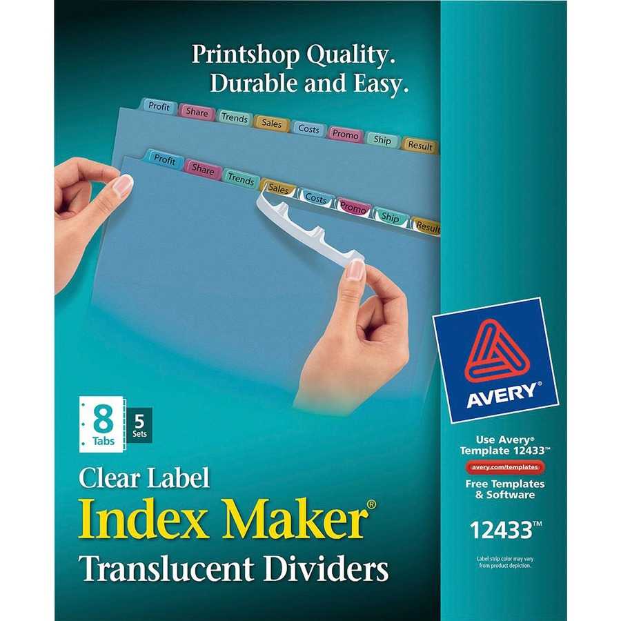 Avery Print & Apply Clear Label Plastic Dividers With Multicolor Tabs, 8  Tab Set – 5 Sets/pack Within 8 Tab Divider Template Word