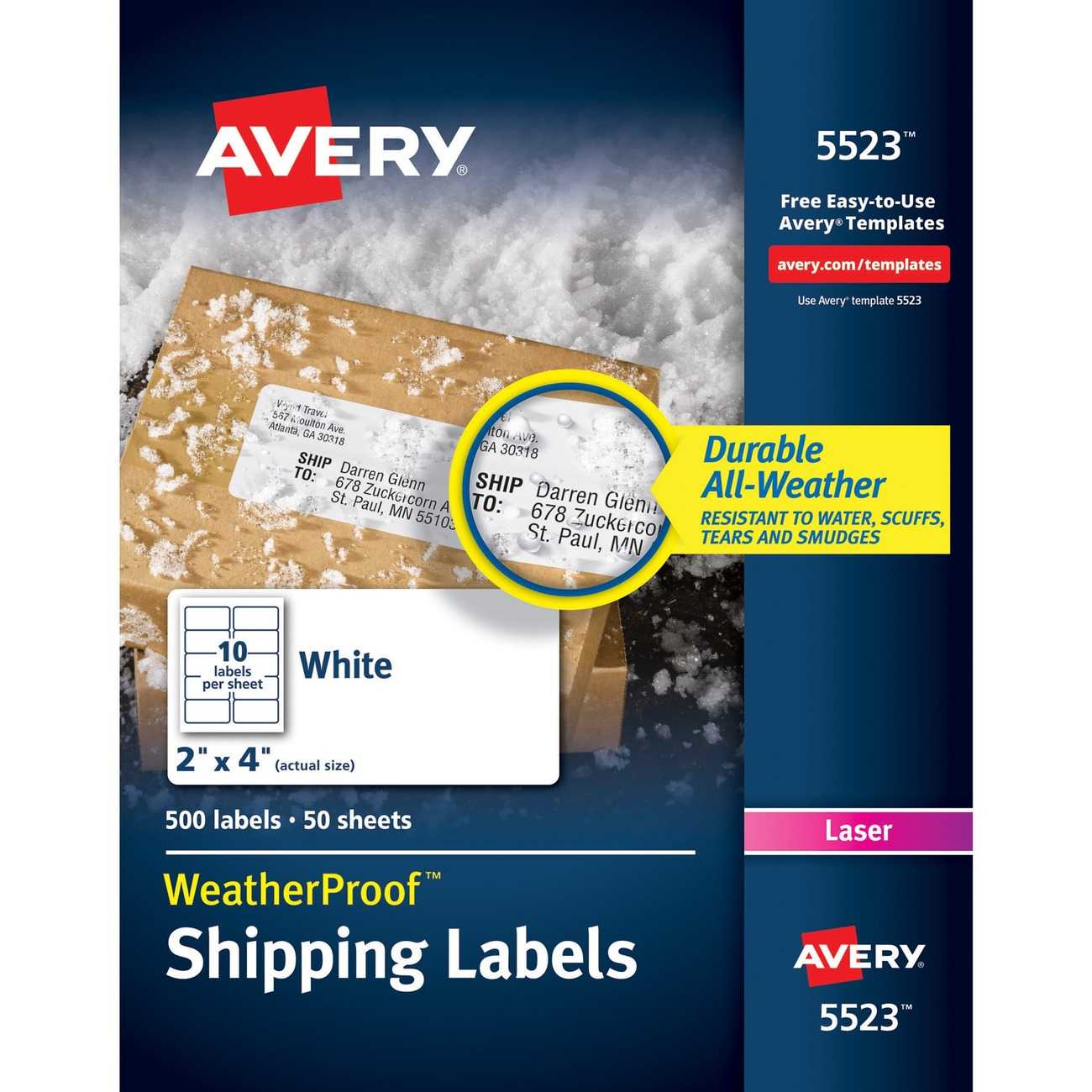 Avery® Weatherproof Mailing Labels With Trueblock Technology Intended For Fedex Label Template Word