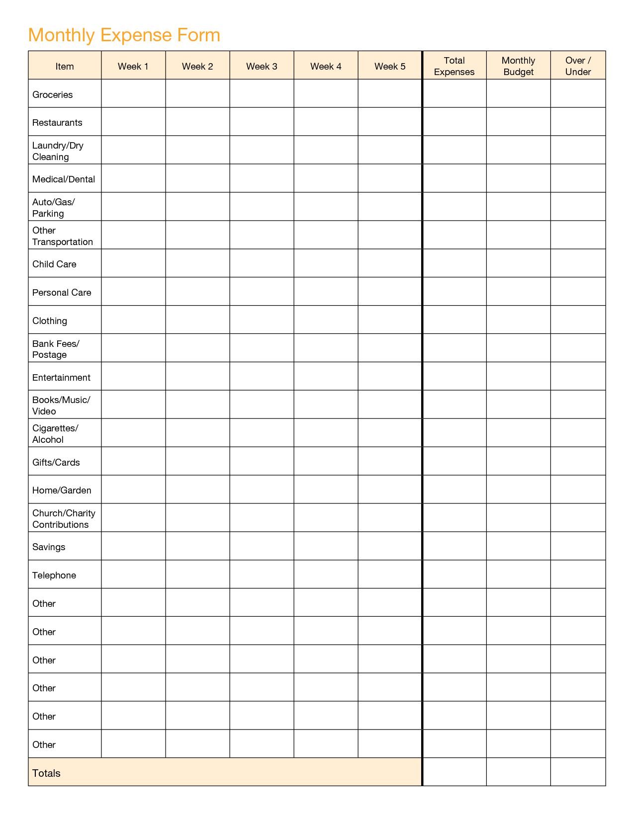 Awesome General Monthly Expense Form And Template Sample For Monthly Expense Report Template Excel