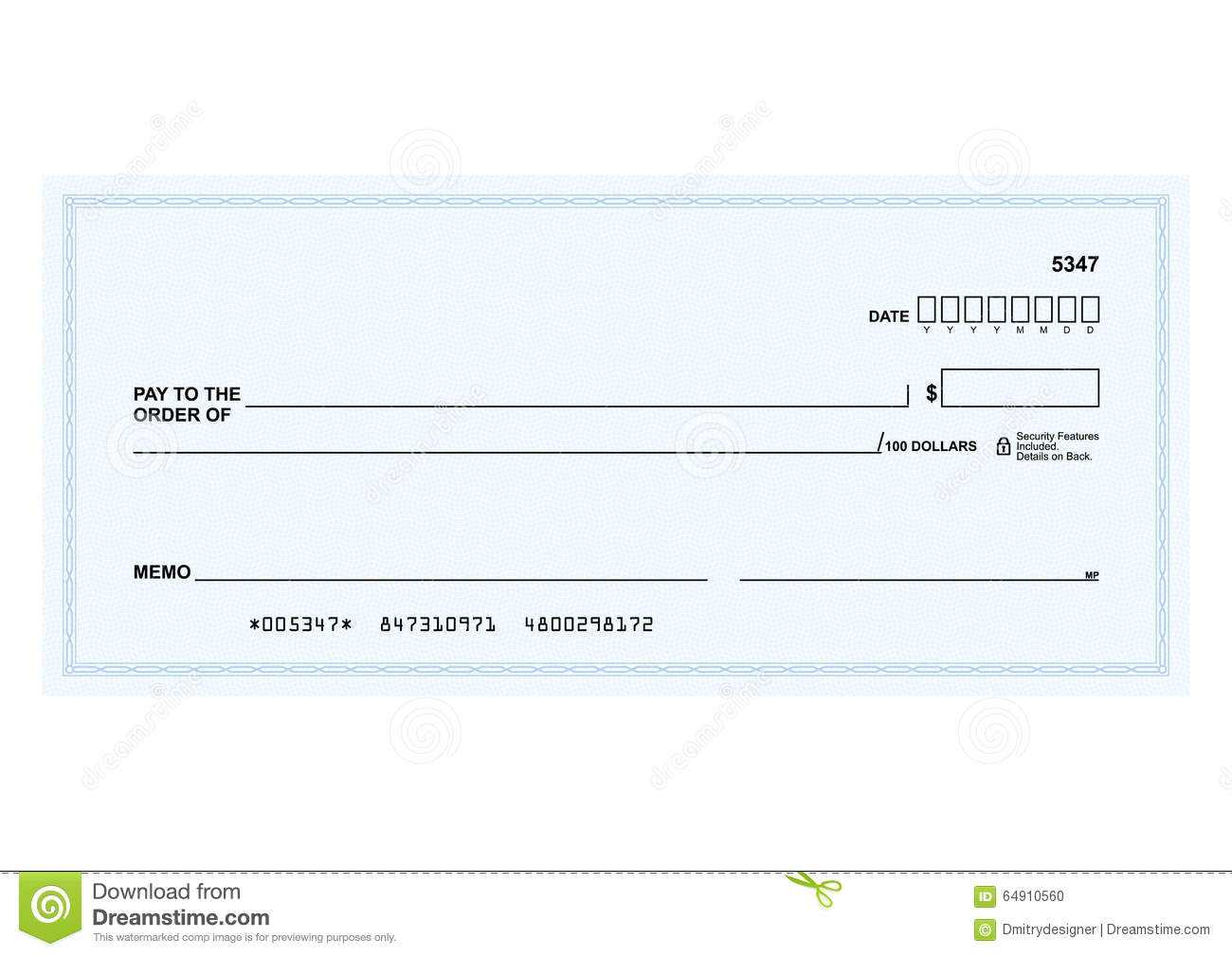 Bank Check Stock Vector. Illustration Of Cheque, Blank With Blank Cheque Template Uk