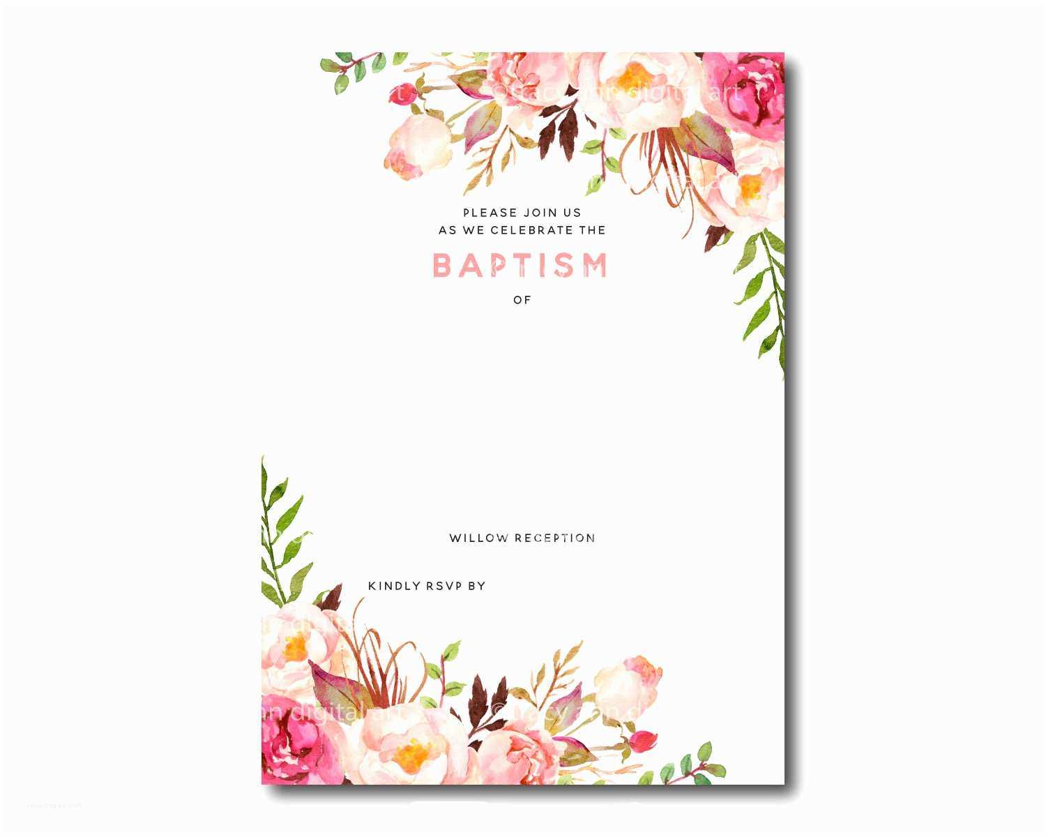 Baptism Invitation Template Free Printable Baptism Floral In Blank Christening Invitation Templates