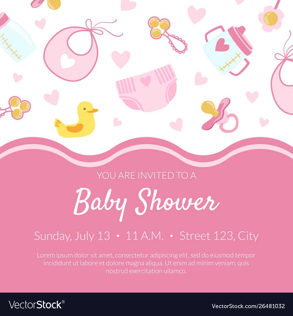 Bashower Invitation Banner Template Pink Card Intended For Baby Shower Banner Template