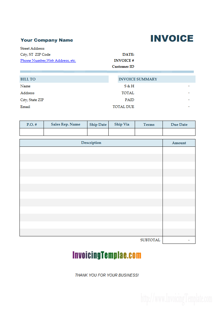 Basic Invoice Template For Mac Pertaining To Free Invoice Template Word Mac