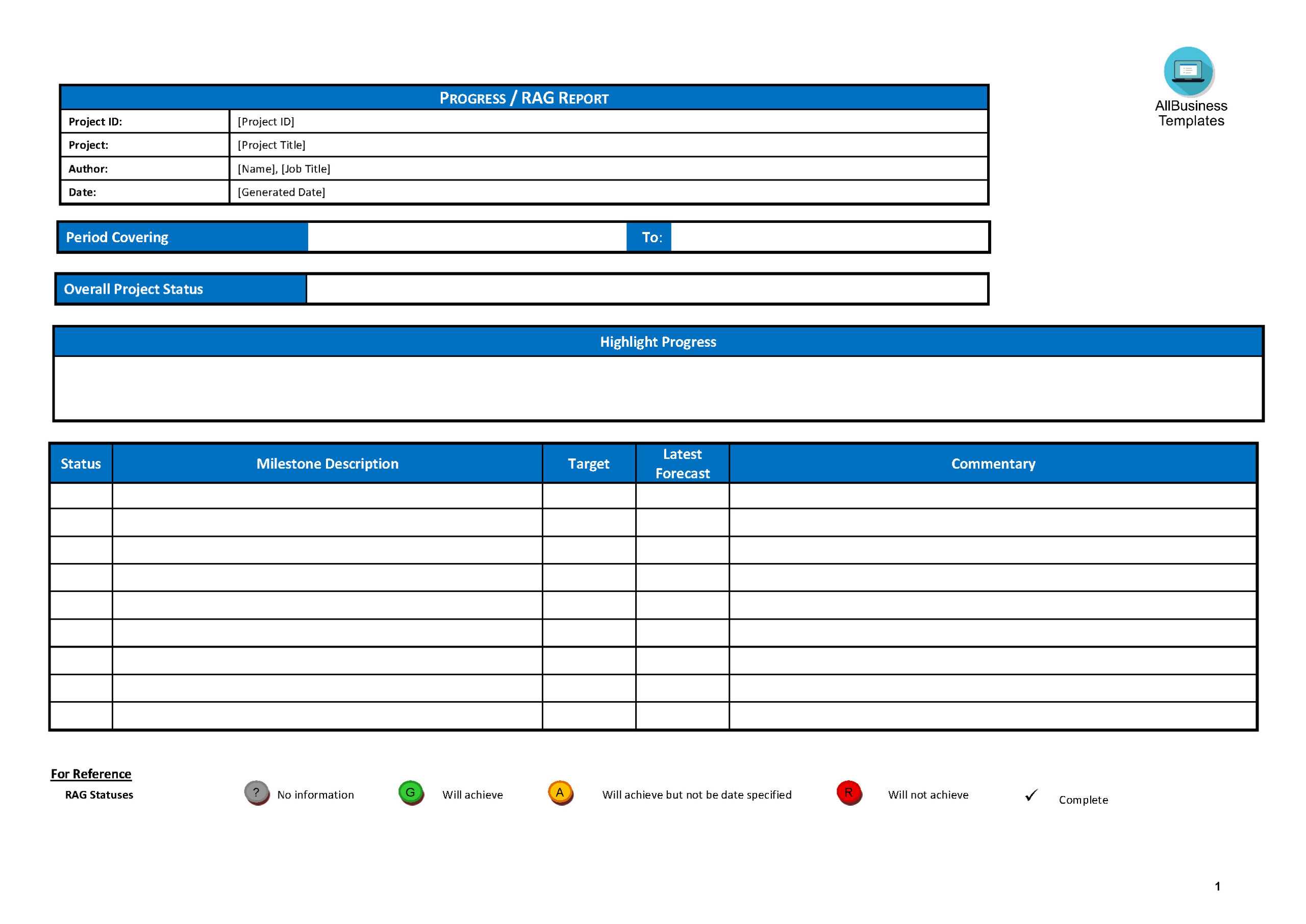 Basic Project Progress Report | Templates At With Job Progress Report Template