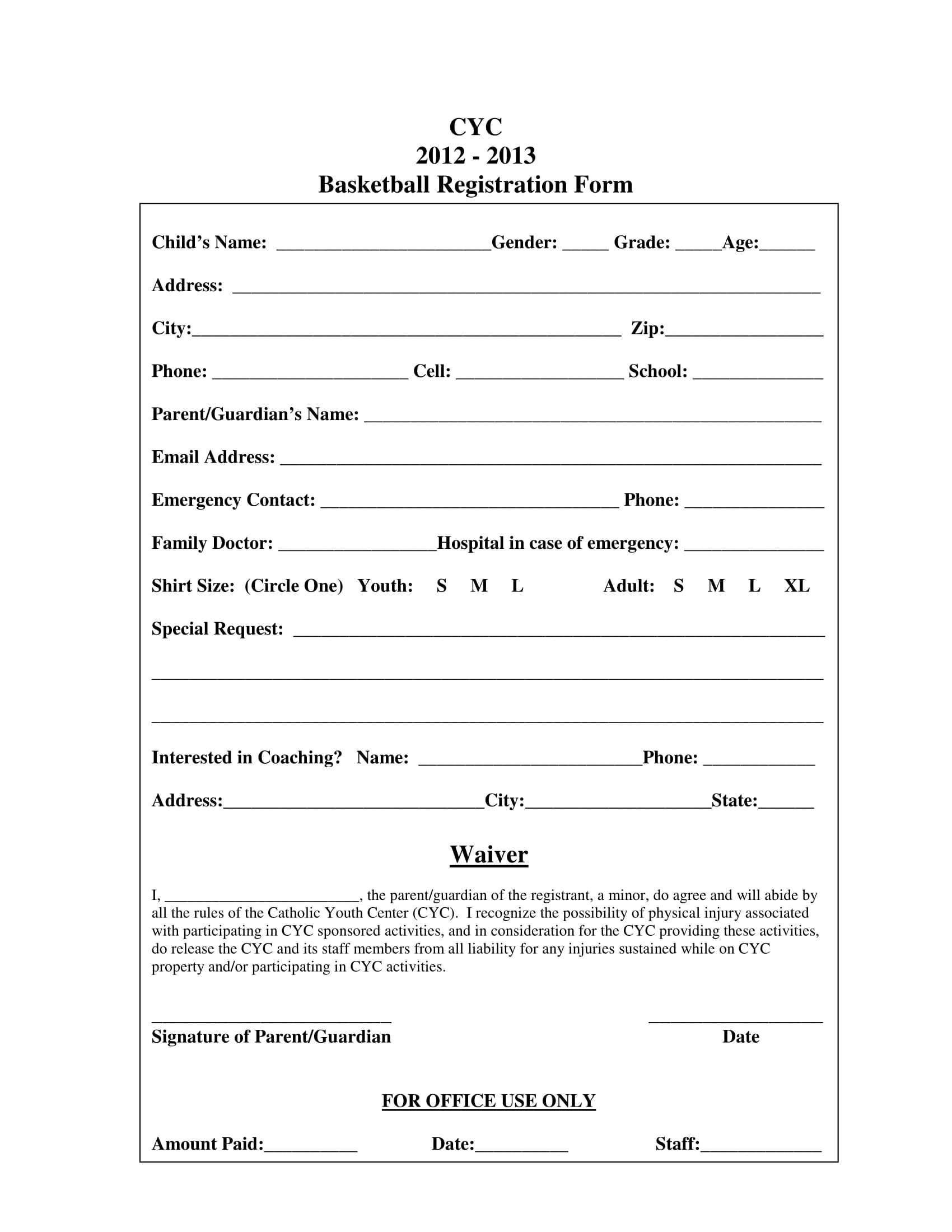 Basketball Registration Form Template Word – Dalep Throughout School Registration Form Template Word