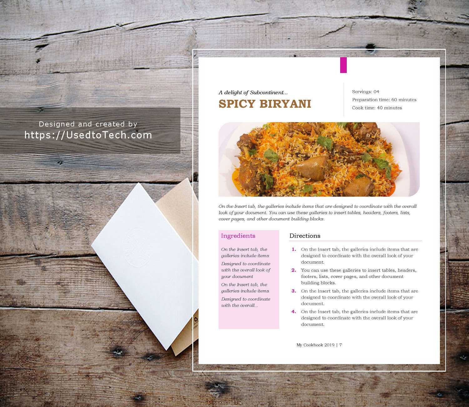 Beautiful Cookbook Design Template In Word – Used To Tech Pertaining To Another Word For Template