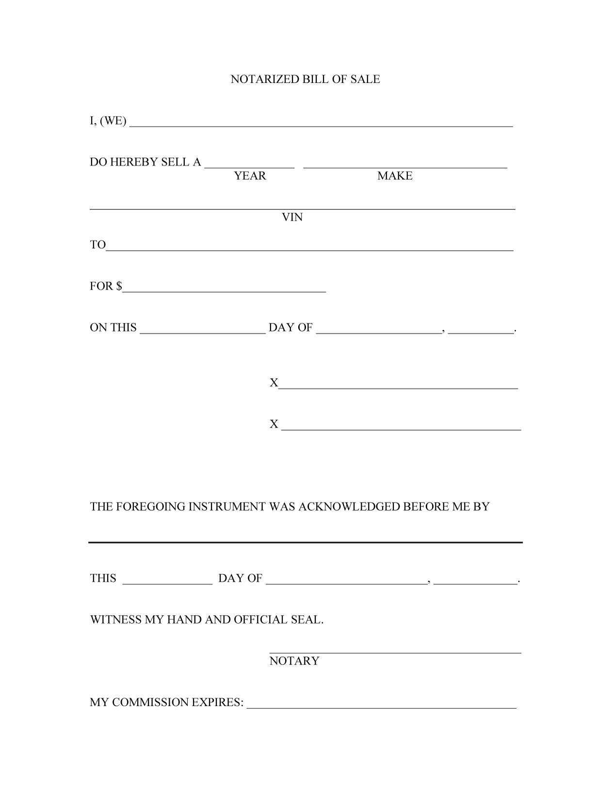 Bill Of Sale Blank Form – Dalep.midnightpig.co In Blank Legal Document Template