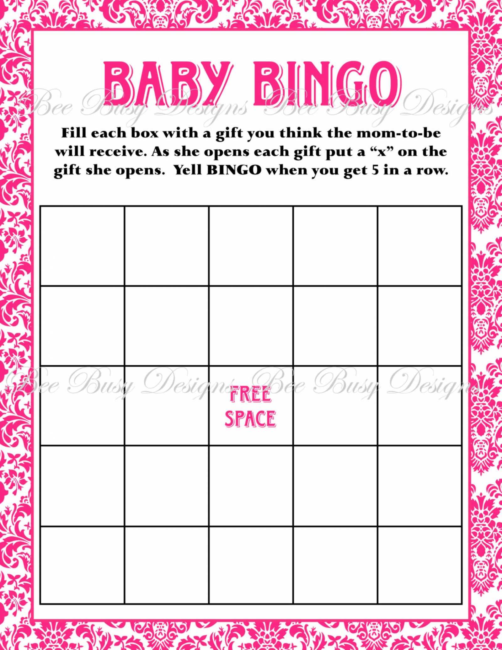 Bingo Template Pdf – Calep.midnightpig.co For Blank Bridal Shower Bingo Template