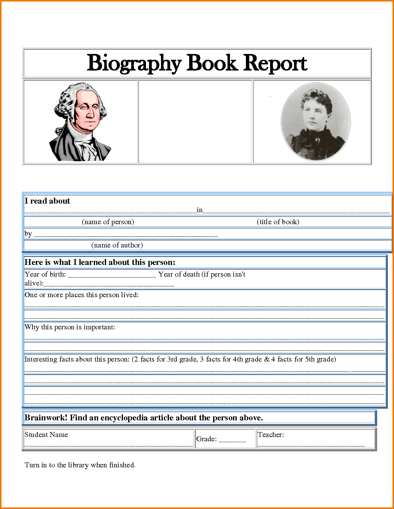 Biography Worksheet Template | Printable Worksheets And For Biography Book Report Template