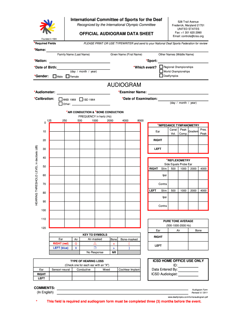 Blank Audiogram - Fill Online, Printable, Fillable, Blank For Blank Audiogram Template Download