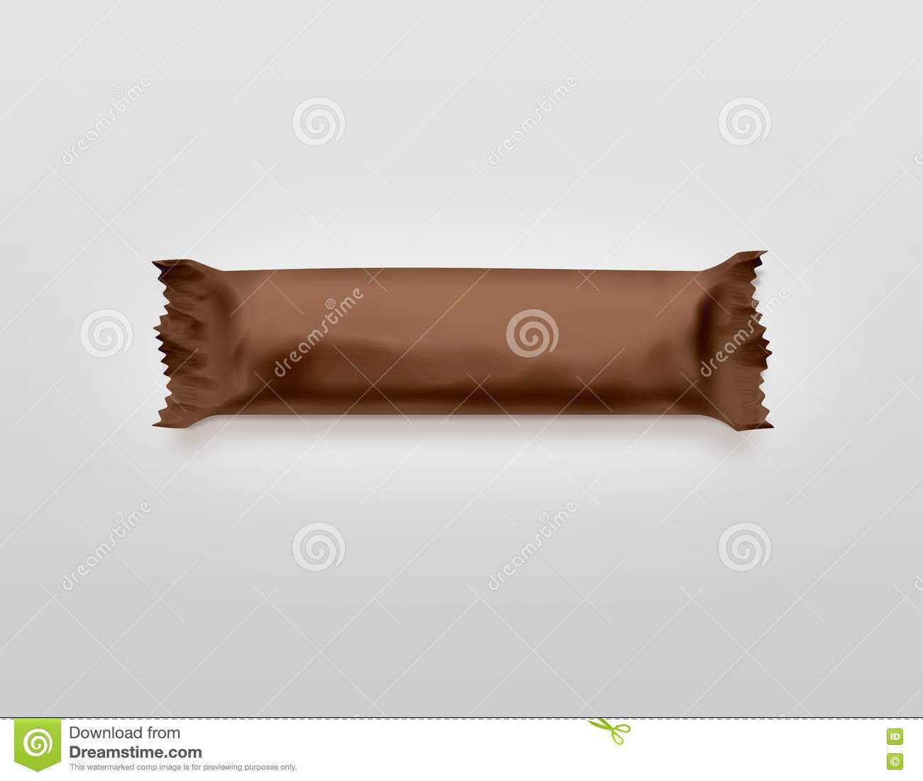 Blank Brown Candy Bar Plastic Wrap Mockup Isolated. Stock With Regard To Blank Candy Bar Wrapper Template For Word