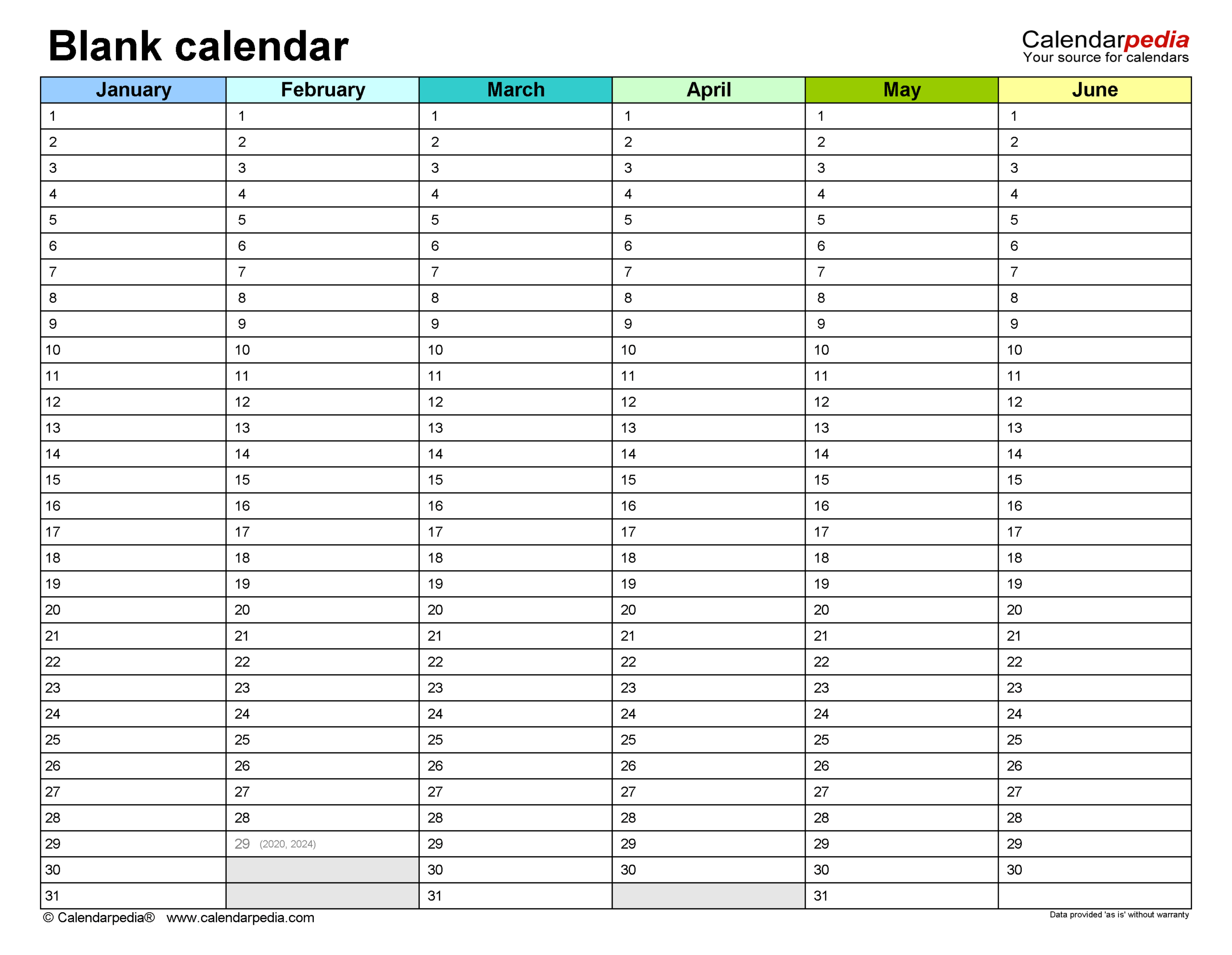 Blank Calendars – Free Printable Microsoft Word Templates For Blank Calander Template