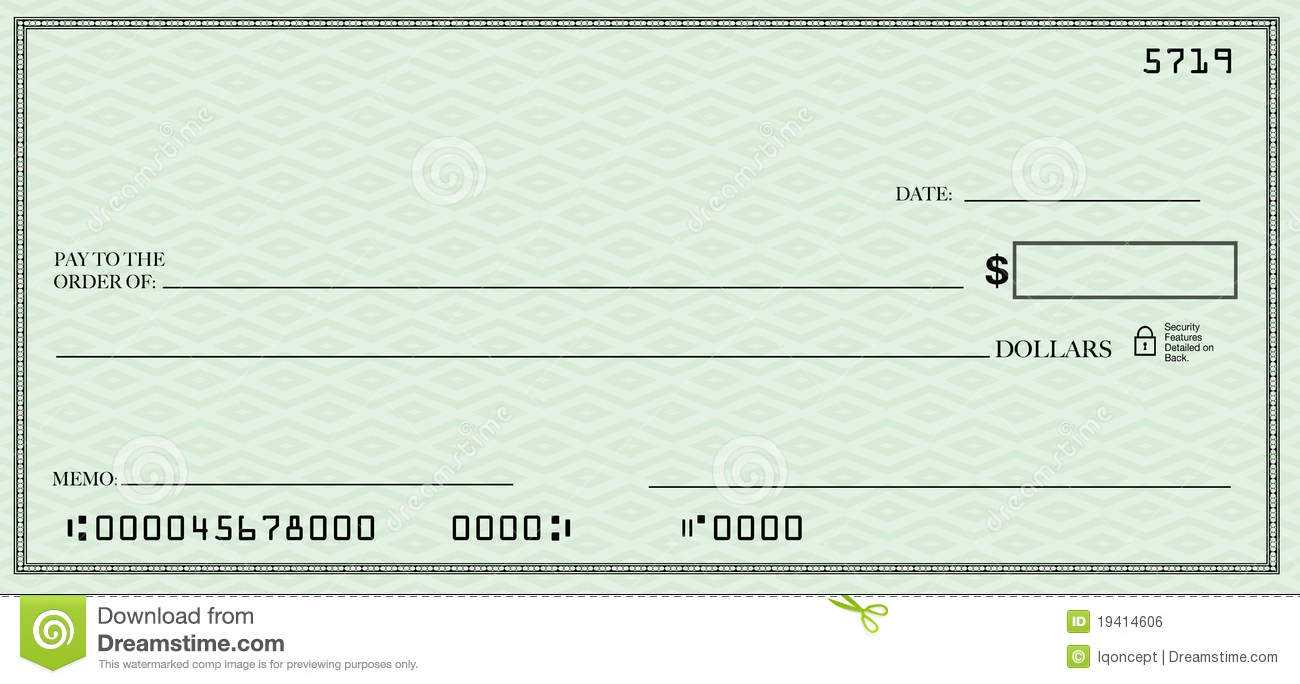 Blank Check With Open Space For Your Text Stock Illustration Regarding Large Blank Cheque Template
