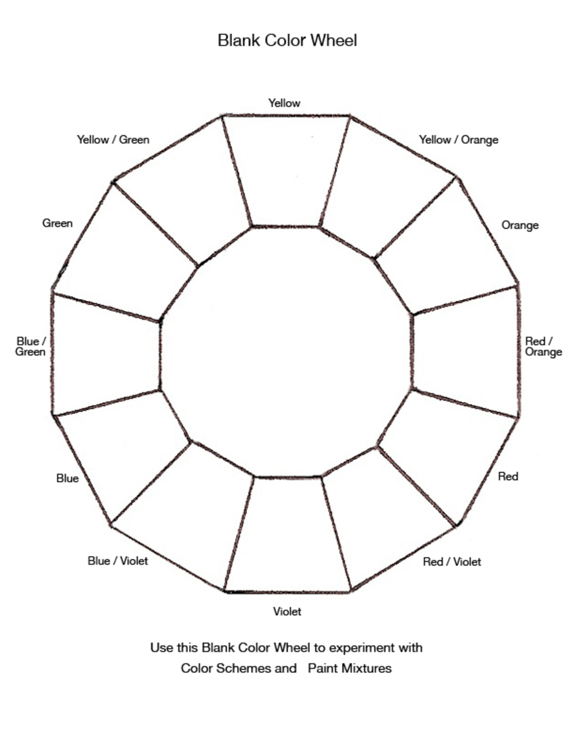 Blank Color Wheel Chart | Templates At Allbusinesstemplates With Regard To Blank Wheel Of Life Template