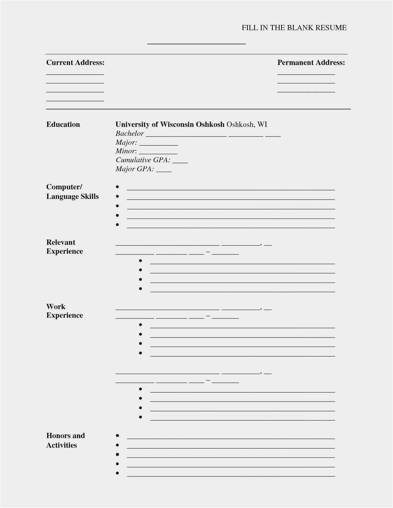 Blank Cv Format Word Download – Resume : Resume Sample #3945 With Free Blank Cv Template Download