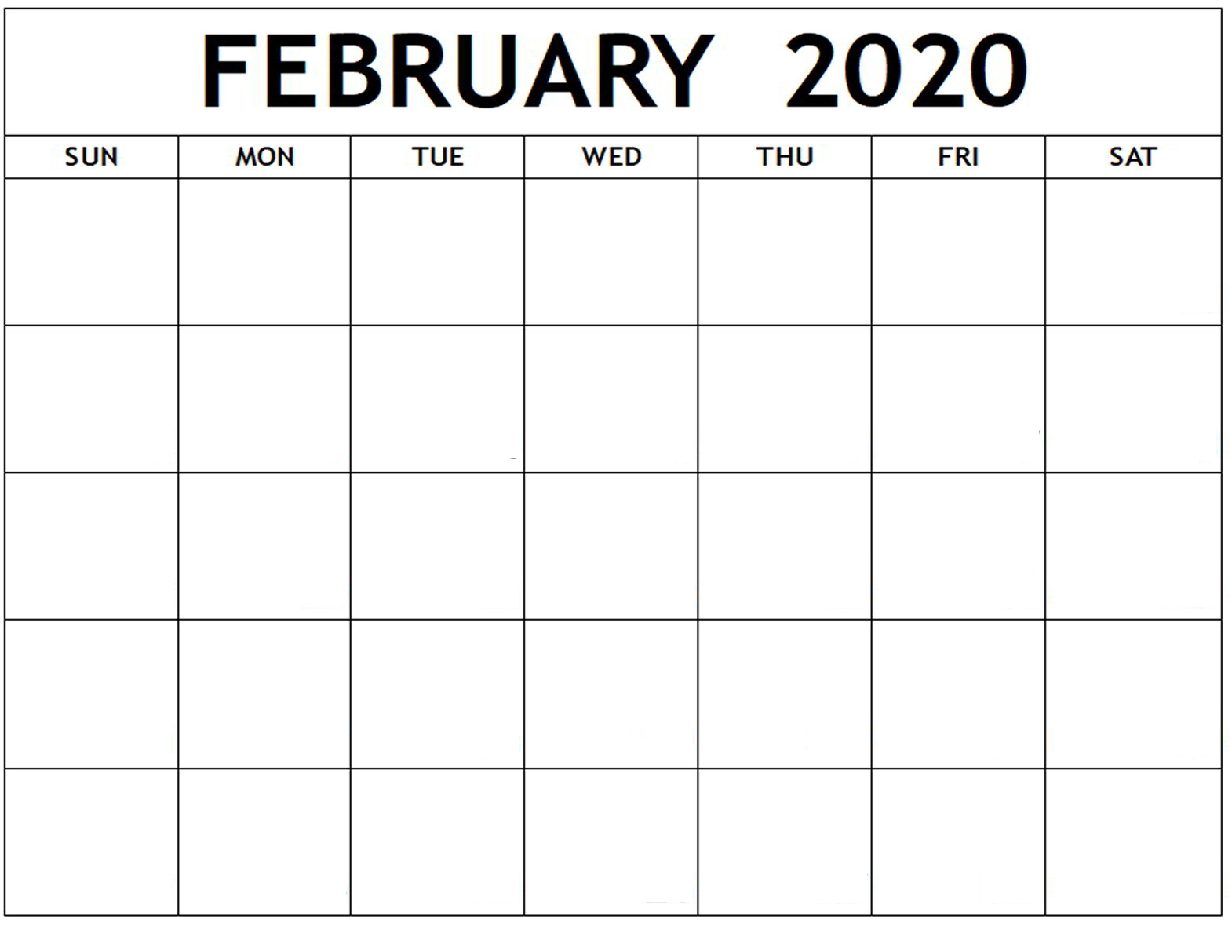 Blank February 2020 Calendar – Manage Work Activities | 12 Intended For Blank Activity Calendar Template