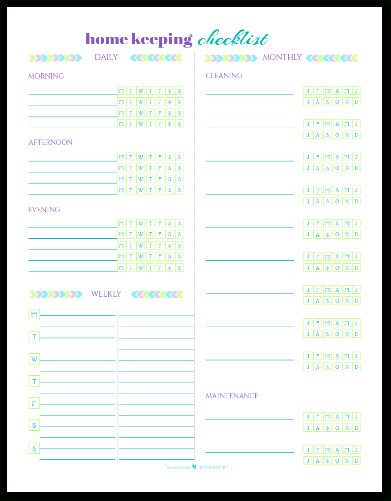 Blank Home Keeping Checklist Printables Pertaining To Blank Cleaning Schedule Template