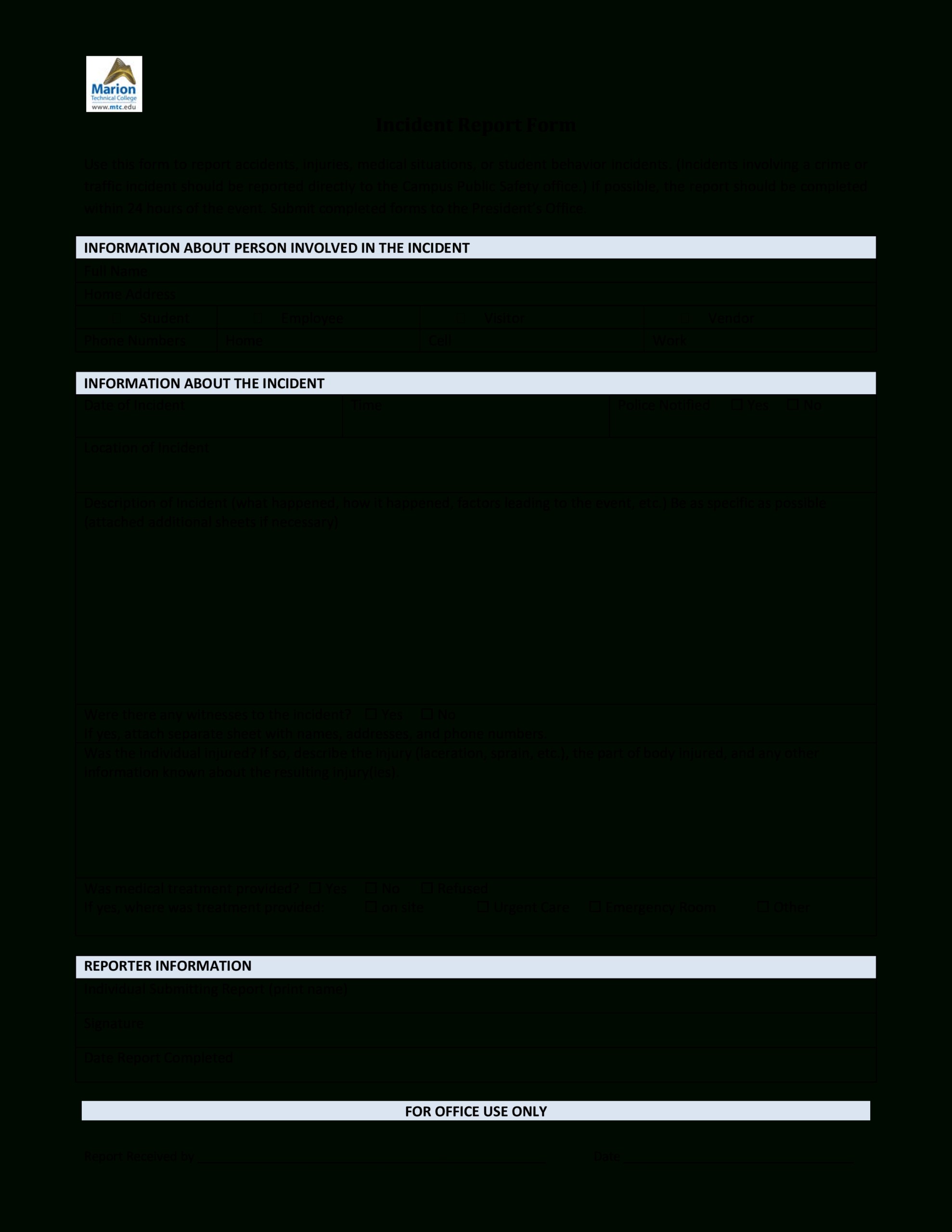Blank Incident Report Form – Dalep.midnightpig.co With Blank Autopsy Report Template
