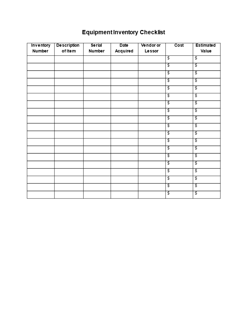 Blank Inventory Checklist In Word | Templates At Intended For Blank Checklist Template Word