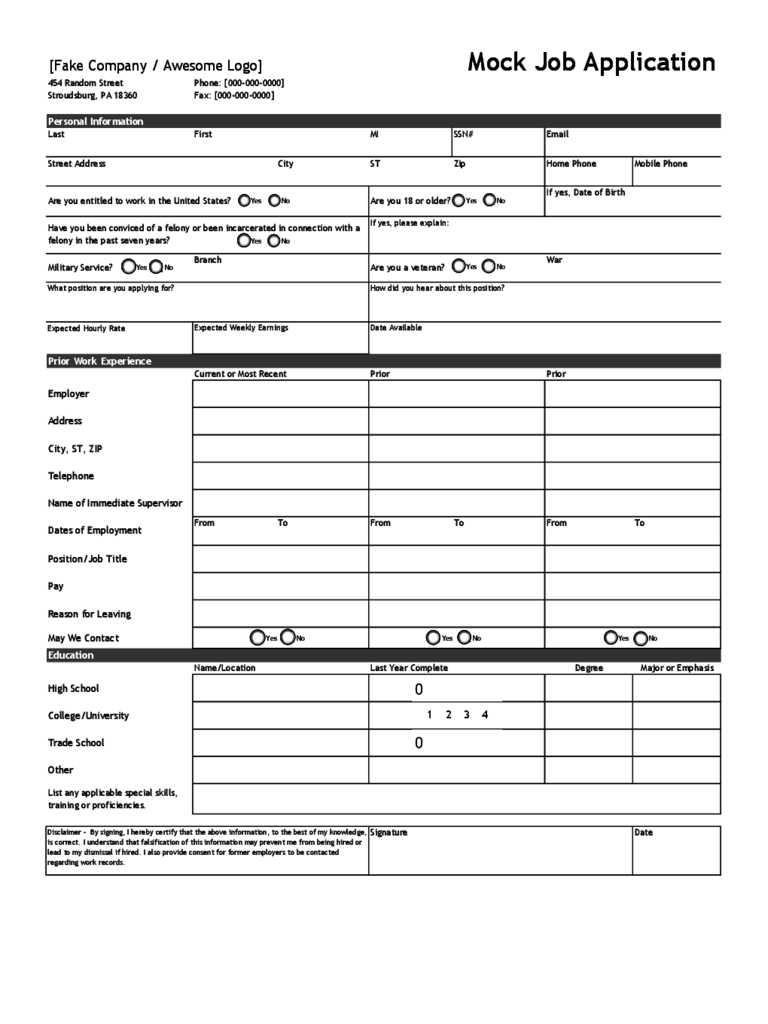 Blank Job Application Form – 5 Free Templates In Pdf, Word Intended For Job Application Template Word
