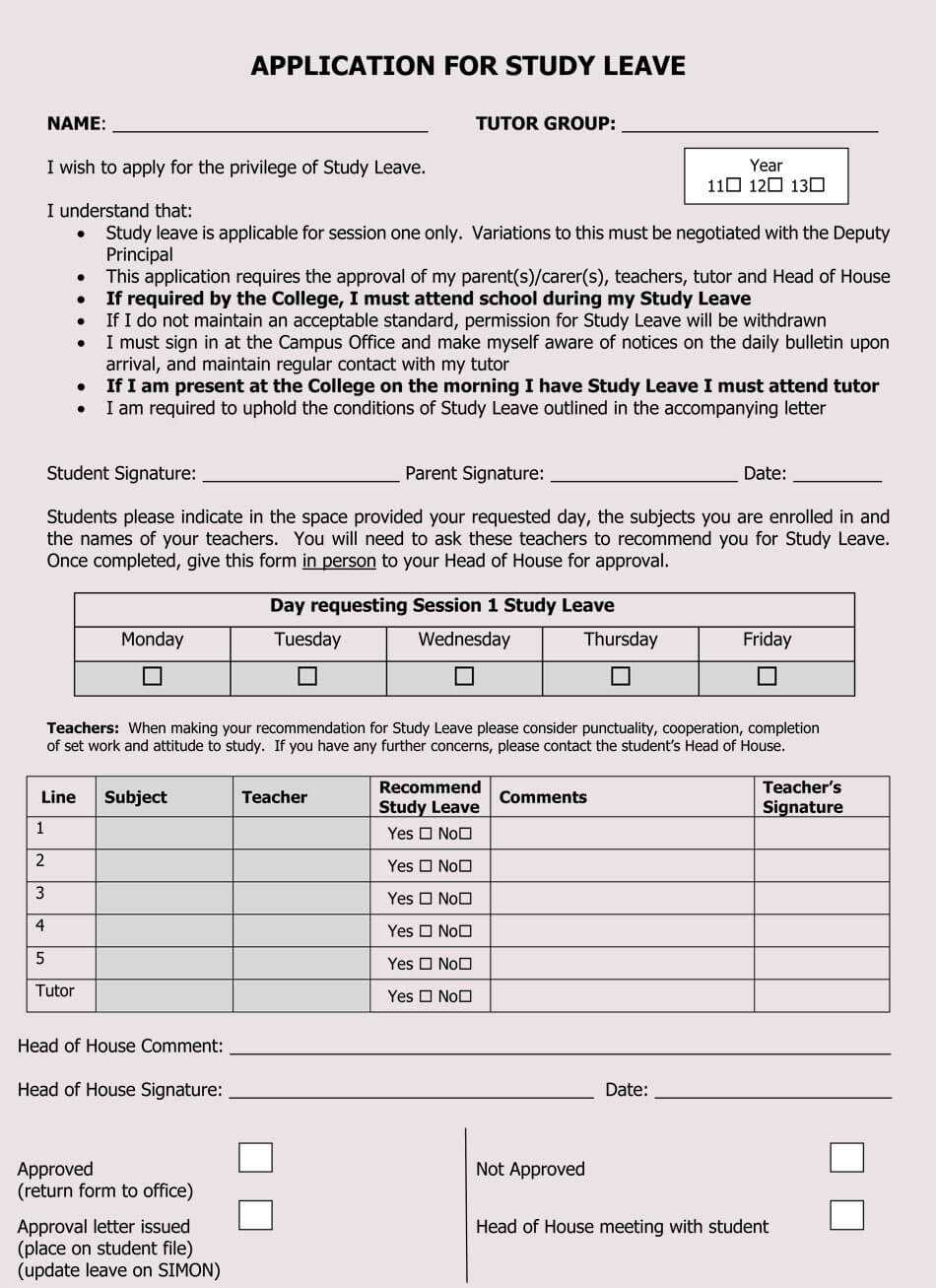 Blank Leave Application Form Templates (8+ Pdf Samples) Inside School Registration Form Template Word
