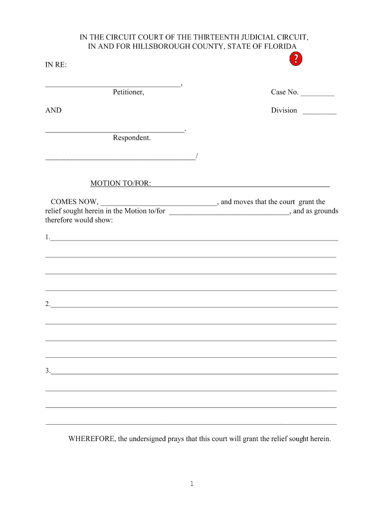 Blank Motion Form Florida – Fill Out And Sign Printable Pdf Template |  Signnow Regarding Blank Legal Document Template