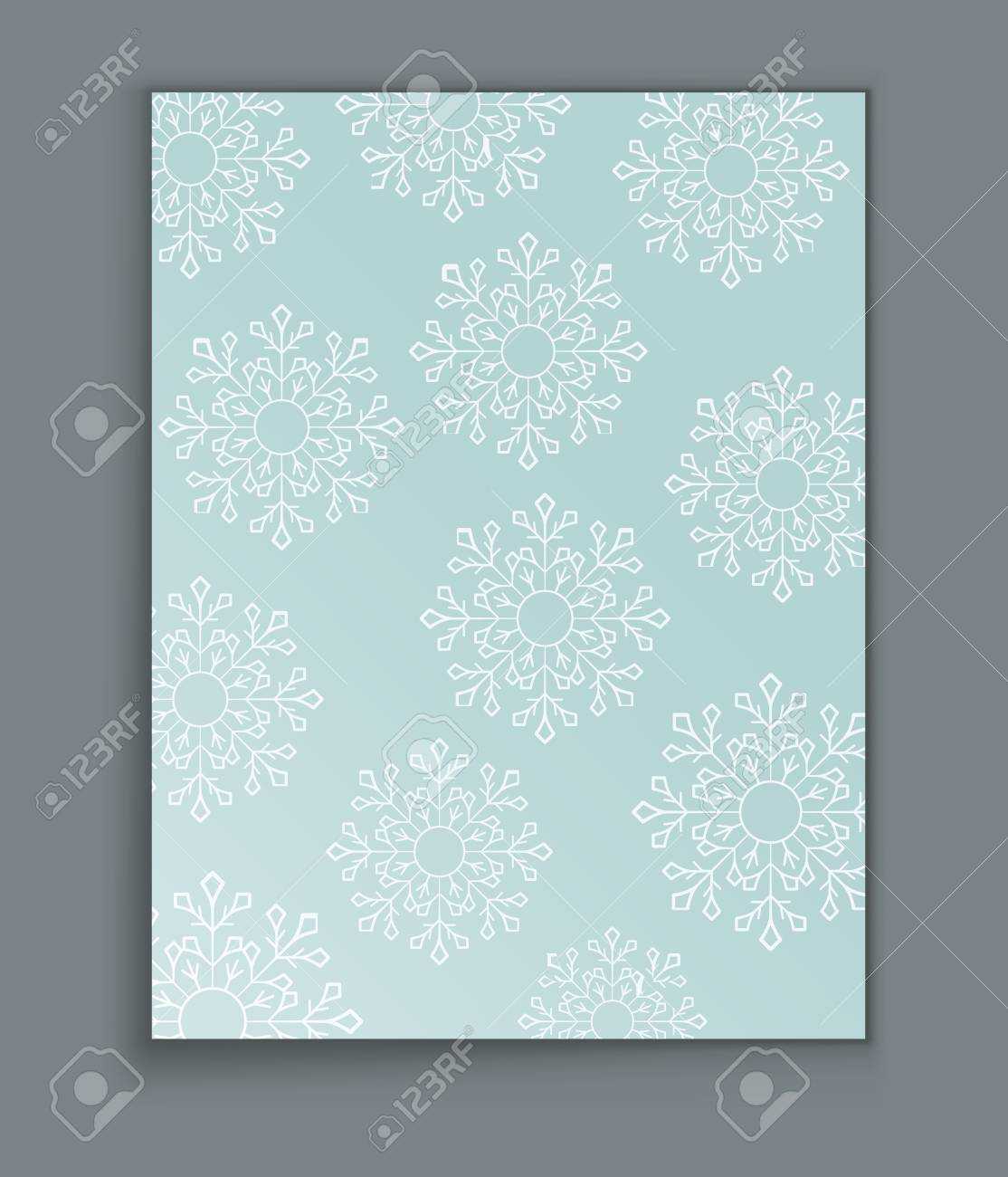 Blank Paper Page With Christmas Snowflake Pattern Vector Template. Regarding Blank Snowflake Template