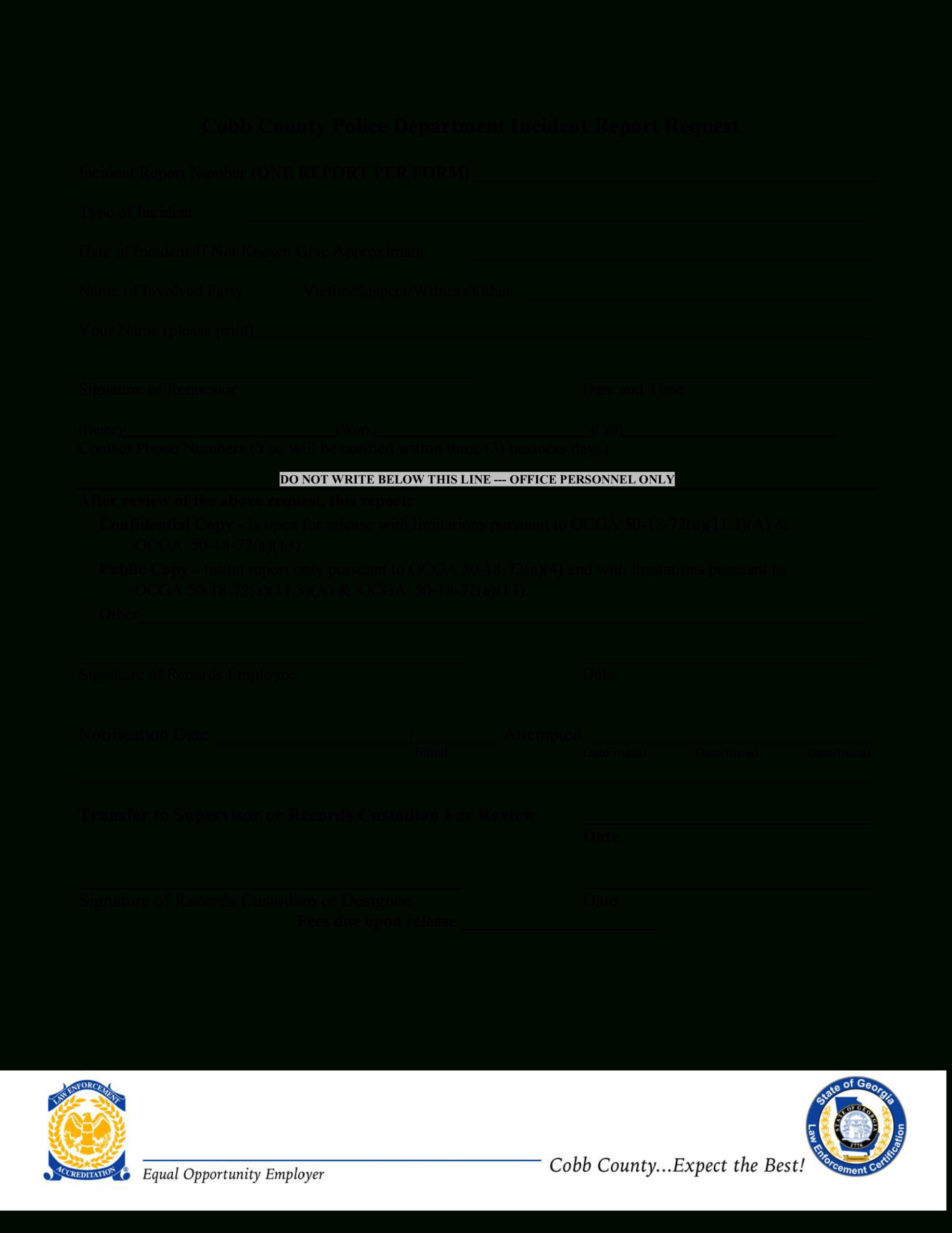 Blank Police Incident Report | Templates At With Office Incident Report Template