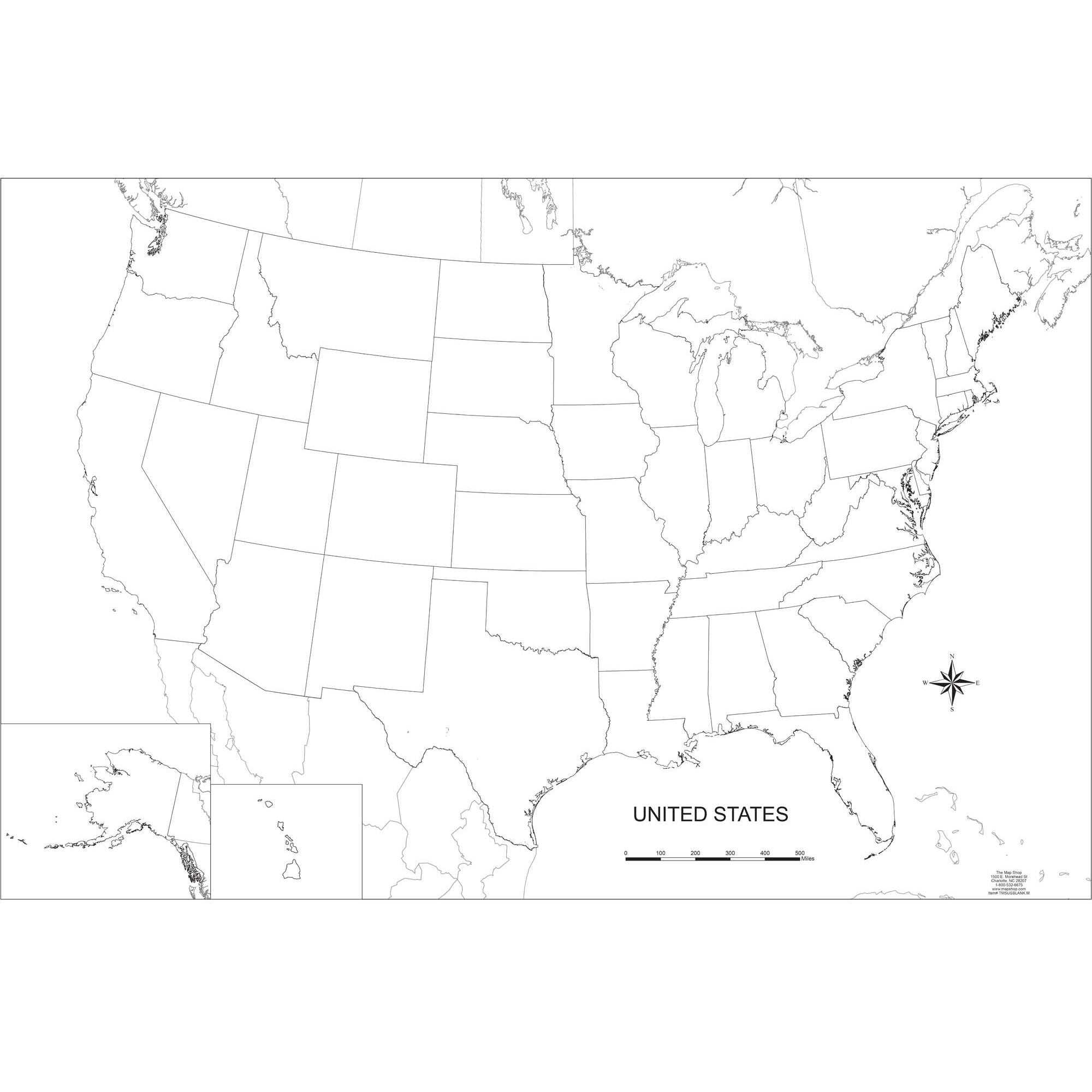 Blank United States Outline Wall Map Intended For United States Map Template Blank