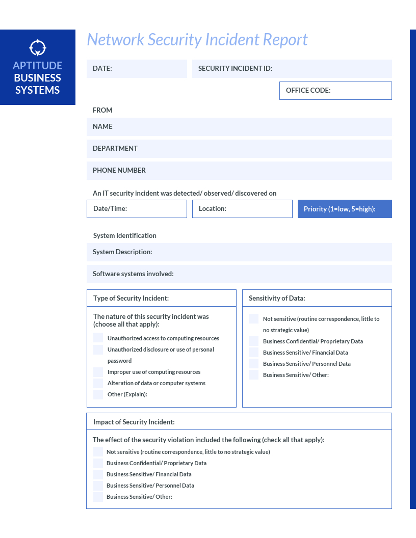 Blue It Incident Report Template Inside Information Security Report Template