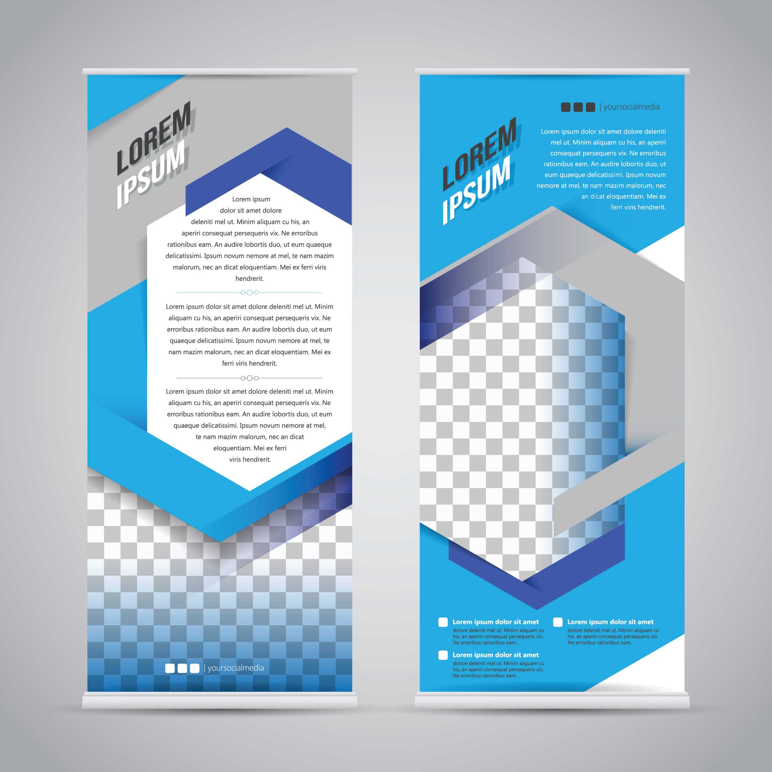 Blue Roll Up Banner Stand Design Template – Download Free Throughout Banner Stand Design Templates