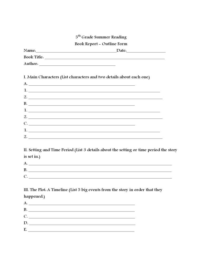 Book Report Template – 6 Free Templates In Pdf, Word, Excel With Book Report Template 5Th Grade