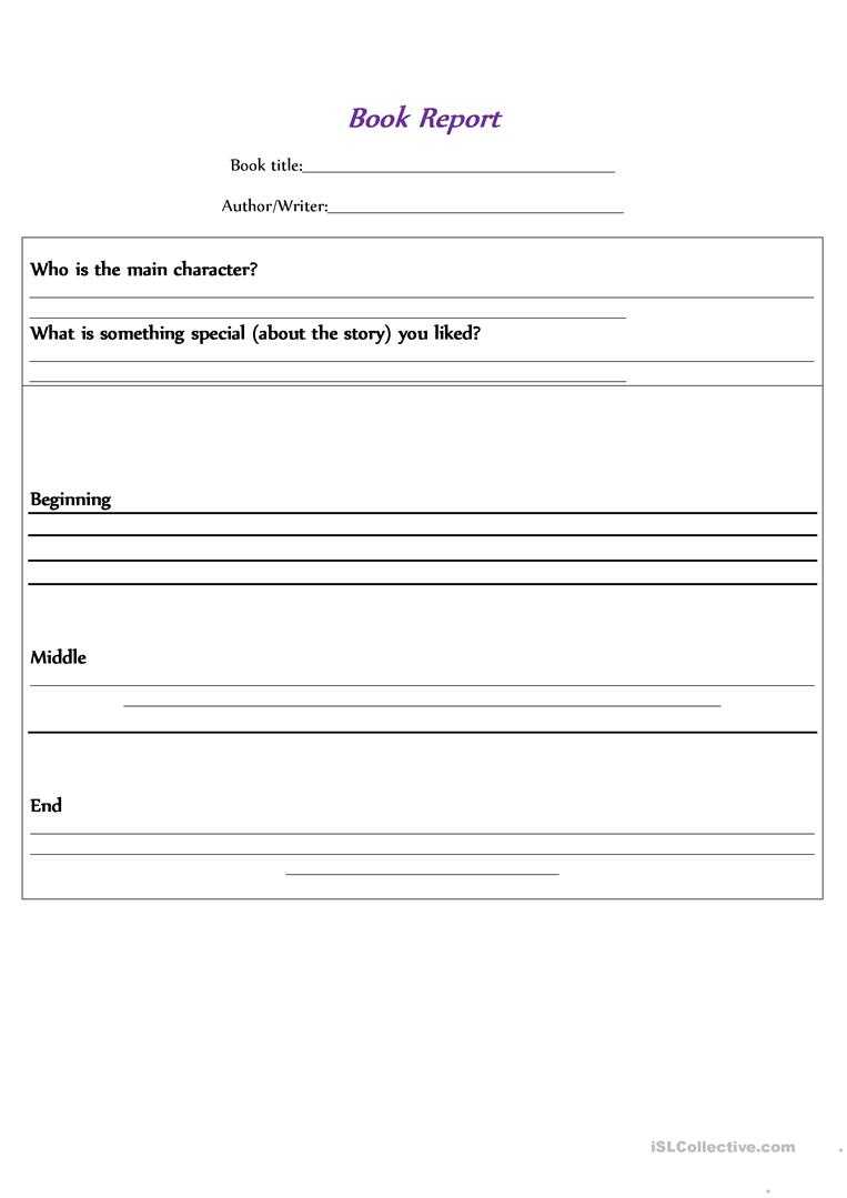 Book Report Template – English Esl Worksheets For Distance Throughout Story Report Template