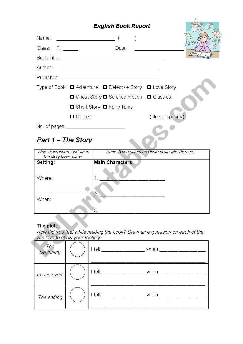 Book Report Template – Esl Worksheetfellowcoco Intended For Story Report Template