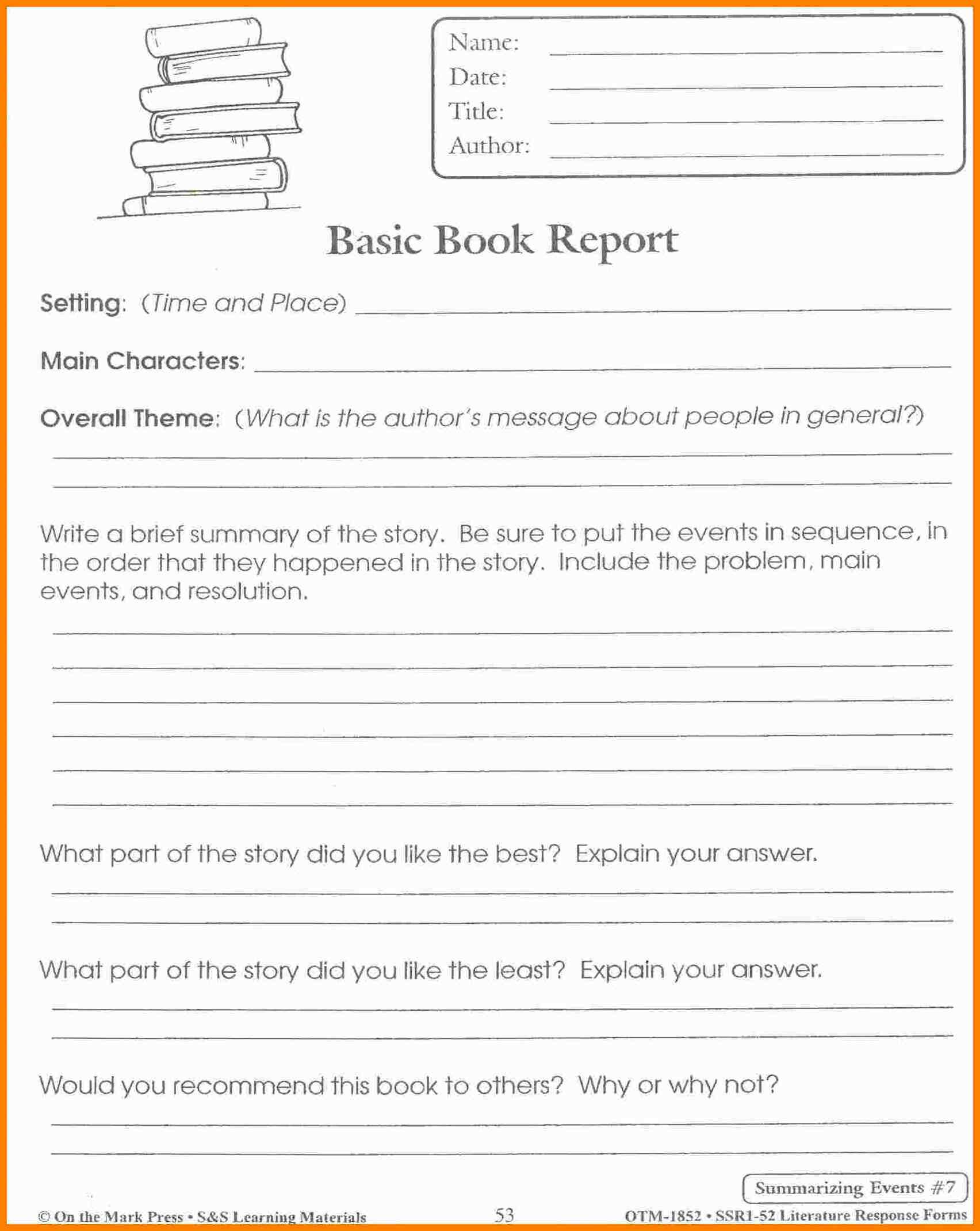 Book Report Worksheet | Printable Worksheets And Activities With Story Report Template