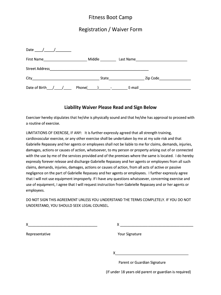 Boot Camp Form - Fill Online, Printable, Fillable, Blank With Camp Registration Form Template Word