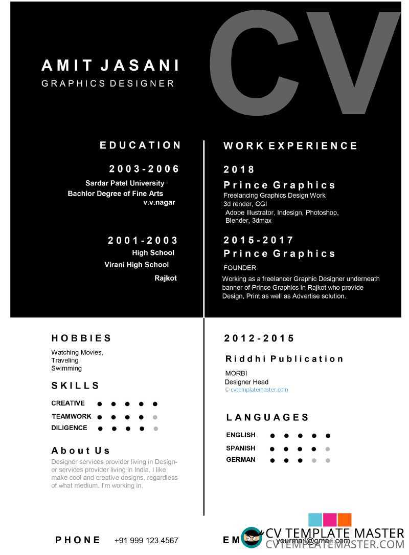 Box Detail Cv Template – Free Download In Ms Word – Cv In Personal Check Template Word 2003