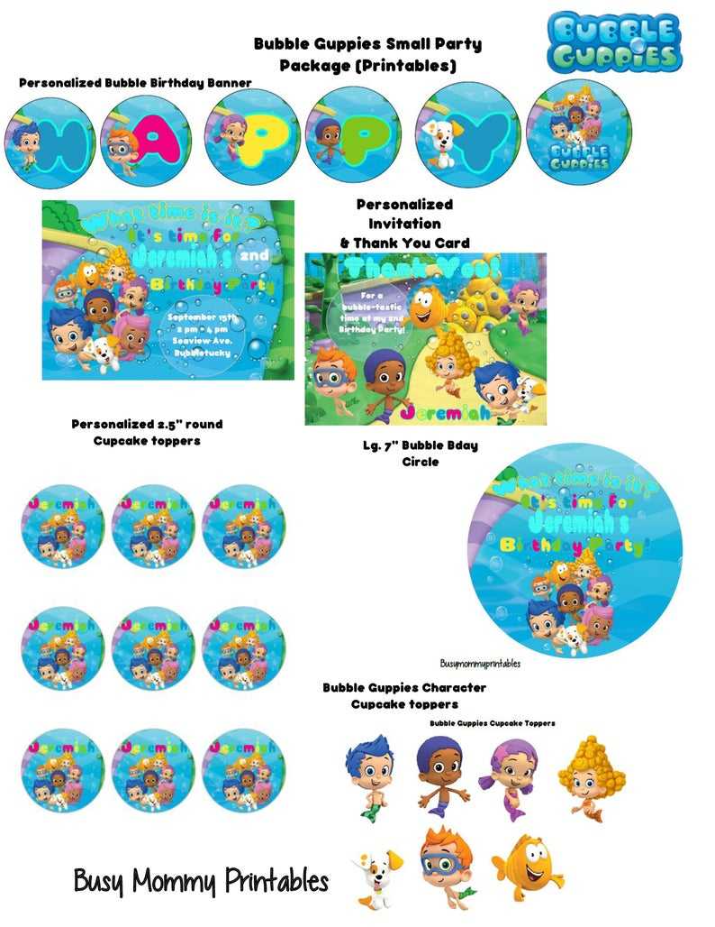 Bubble Guppies Party Package/ Bubble Guppies Birthday/ Personalized/digital  Download For Bubble Guppies Birthday Banner Template