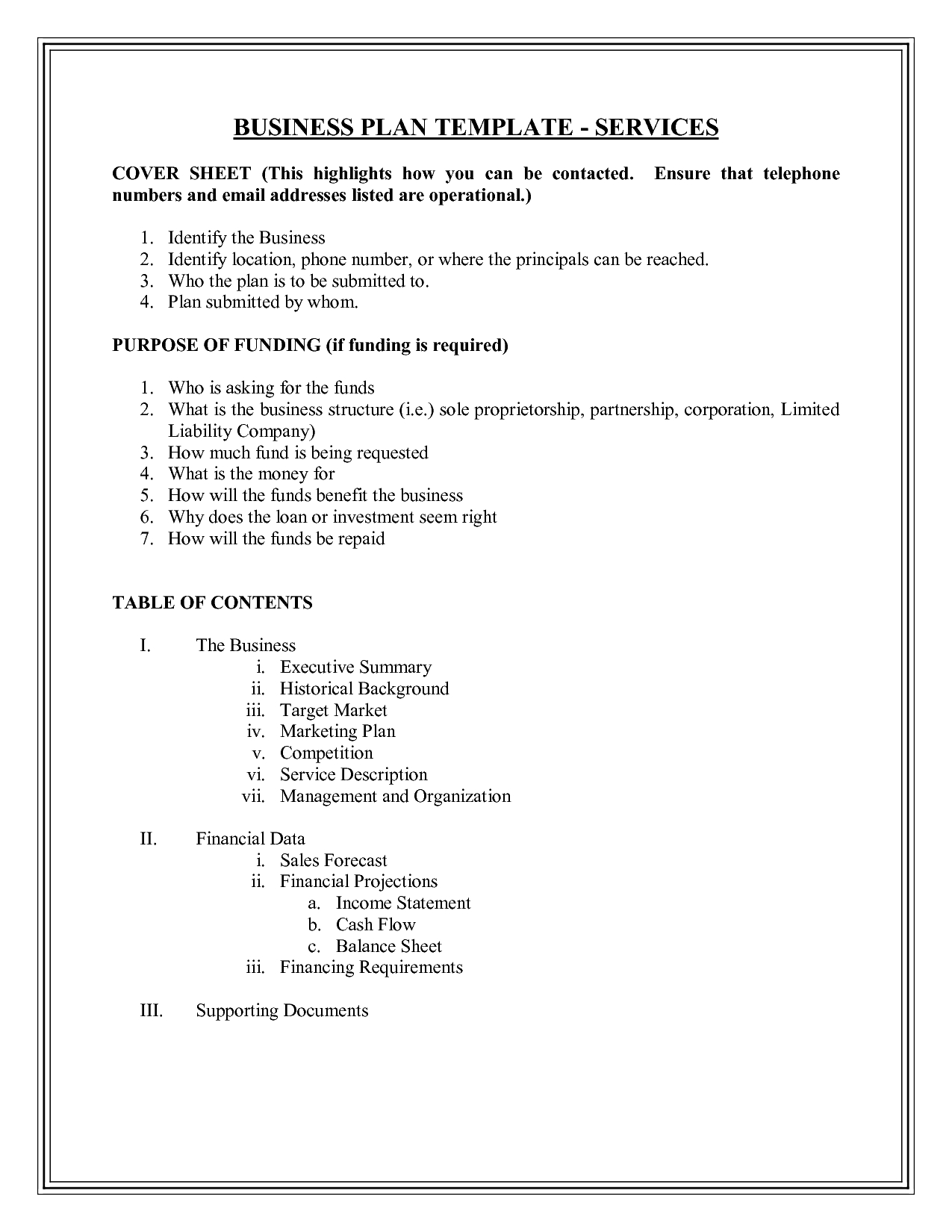 Business Plan Example Free Pdf Template Simple Word Download With Regard To Business Plan Template Free Word Document