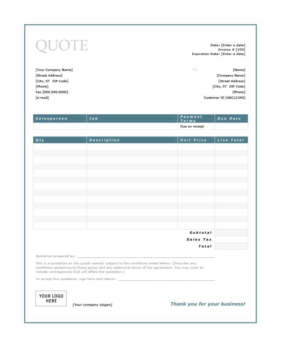 Business Quote Template Word – Dalep.midnightpig.co Regarding Business Rules Template Word