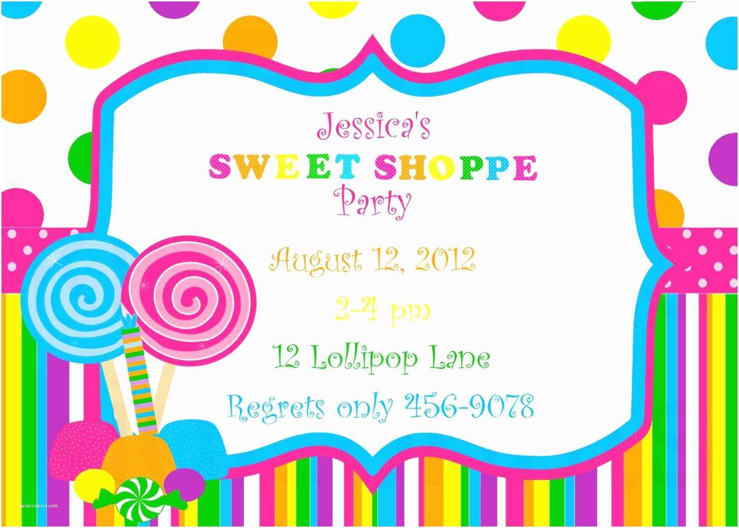 Candyland Birthday Invitations Printable Sweet Shoppe Invite Inside Blank Candyland Template