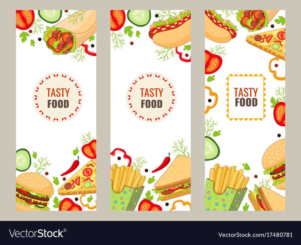Cartoon Flat Fast Food Banner Template Set In Food Banner Template