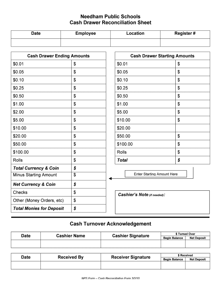 Cash Drawer Check Out Sheet – Dalep.midnightpig.co In Check Out Report Template