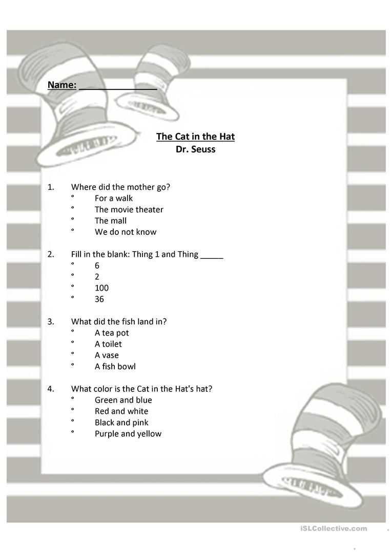 Cat In The Hts Hat Printable Dr Seuss The Cat In The Hat Throughout Blank Cat In The Hat Template