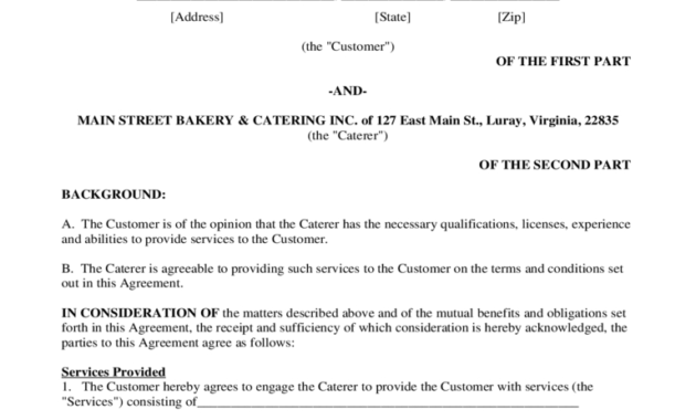 Catering Contract Template Word - Business Template Ideas pertaining to Catering Contract Template Word