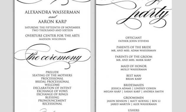 Ceremony Program Template - Calep.midnightpig.co for Free Printable Wedding Program Templates Word