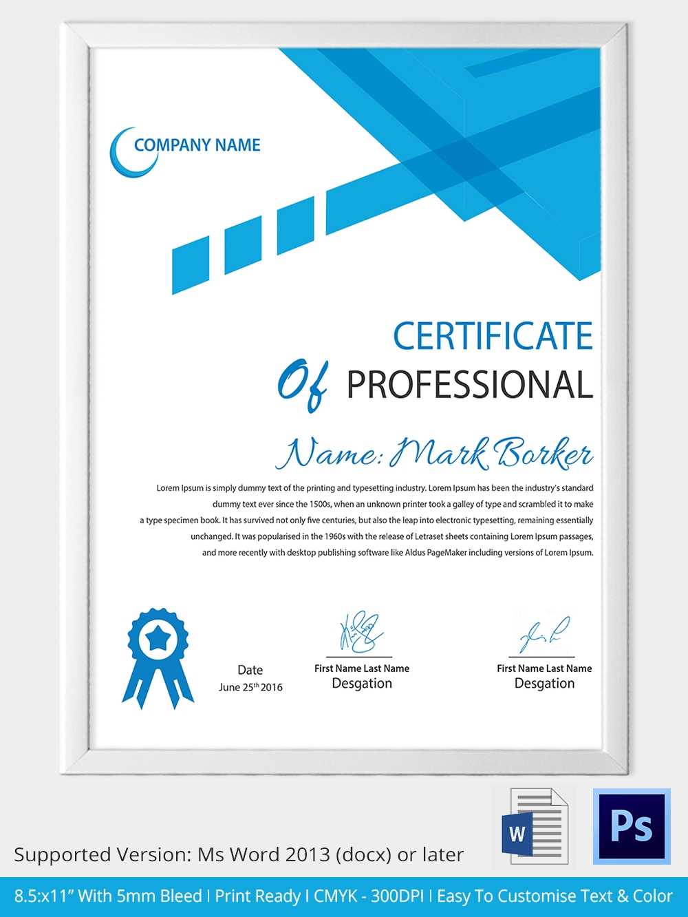 Certificate Of Achievement Design – Yeppe With Regard To Professional Certificate Templates For Word