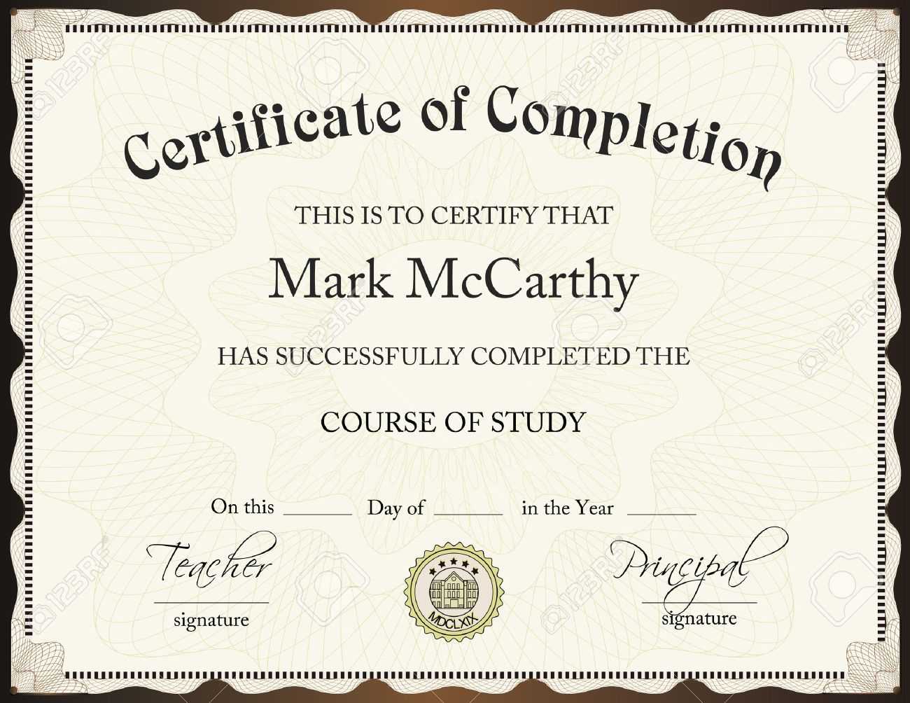 Certificate Of Completion Template With Blank Certificate Of Achievement Template